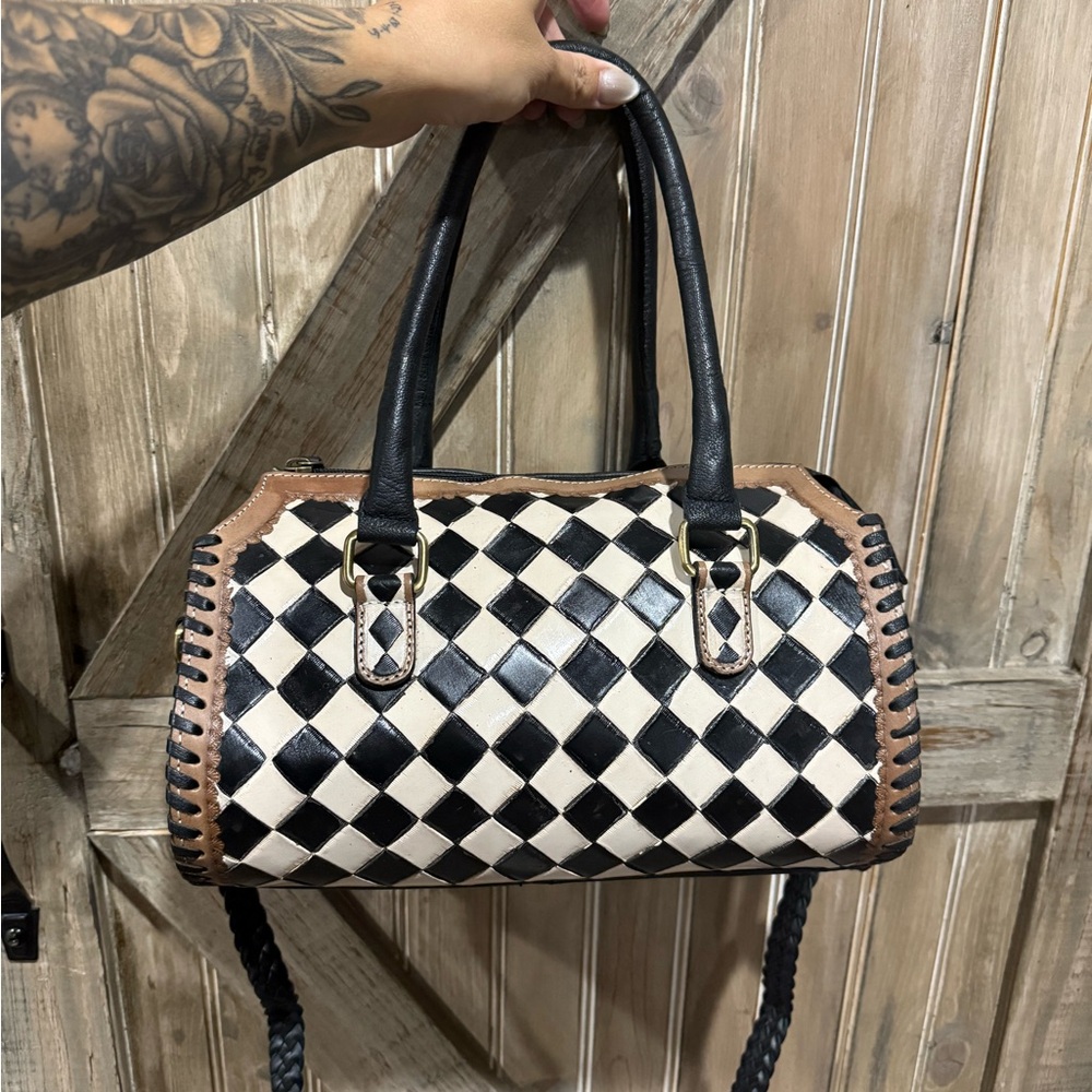 Black and White Checkered Handbag